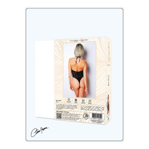 Body effet string sexy noir en résille - Le Numéro 4 - Collection Body 